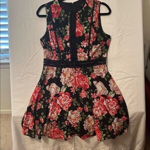 Disney Floral Kids Dress - Black and Pink